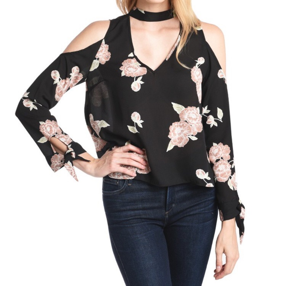 Cupcakes and Cashmere Top Black Cold Shoulder